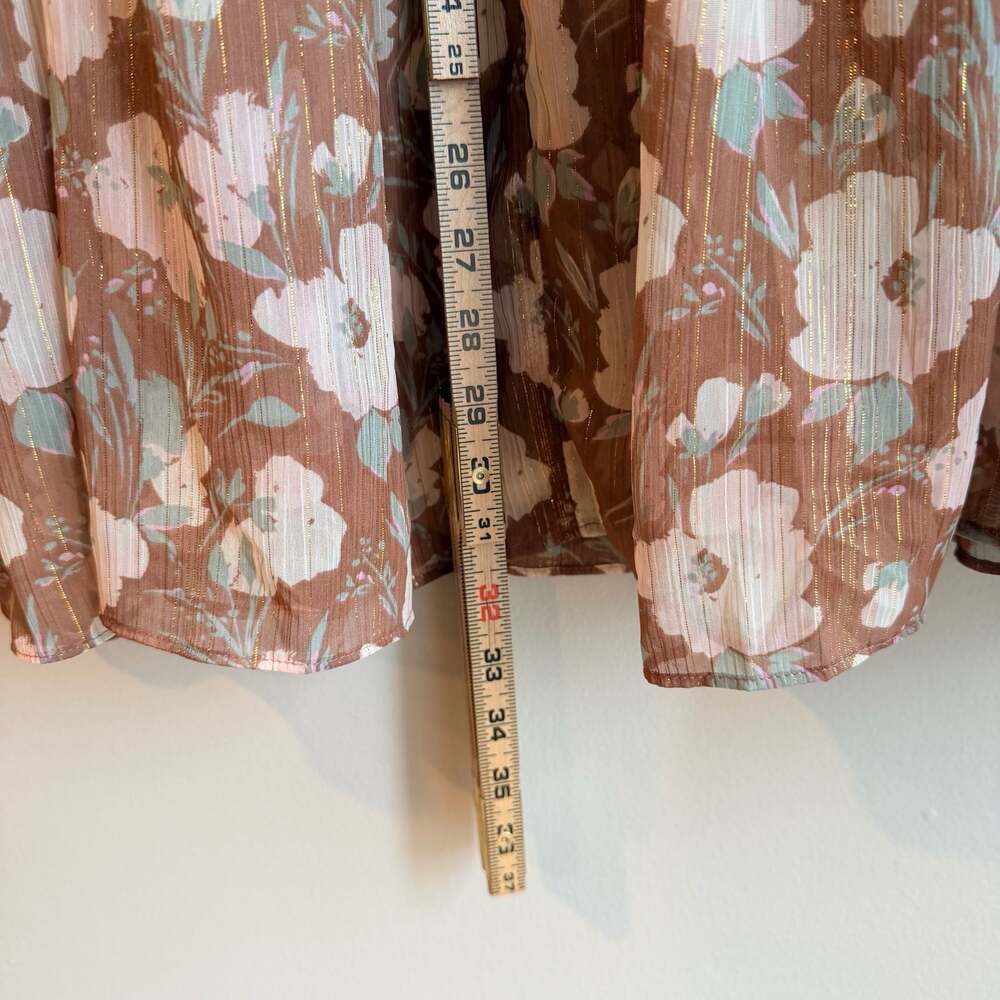 NWT LC Lauren Conrad Women's Plus 2X Floral Ruffle Tiered Midi Skirt in Brown an - Picture 5 of 8